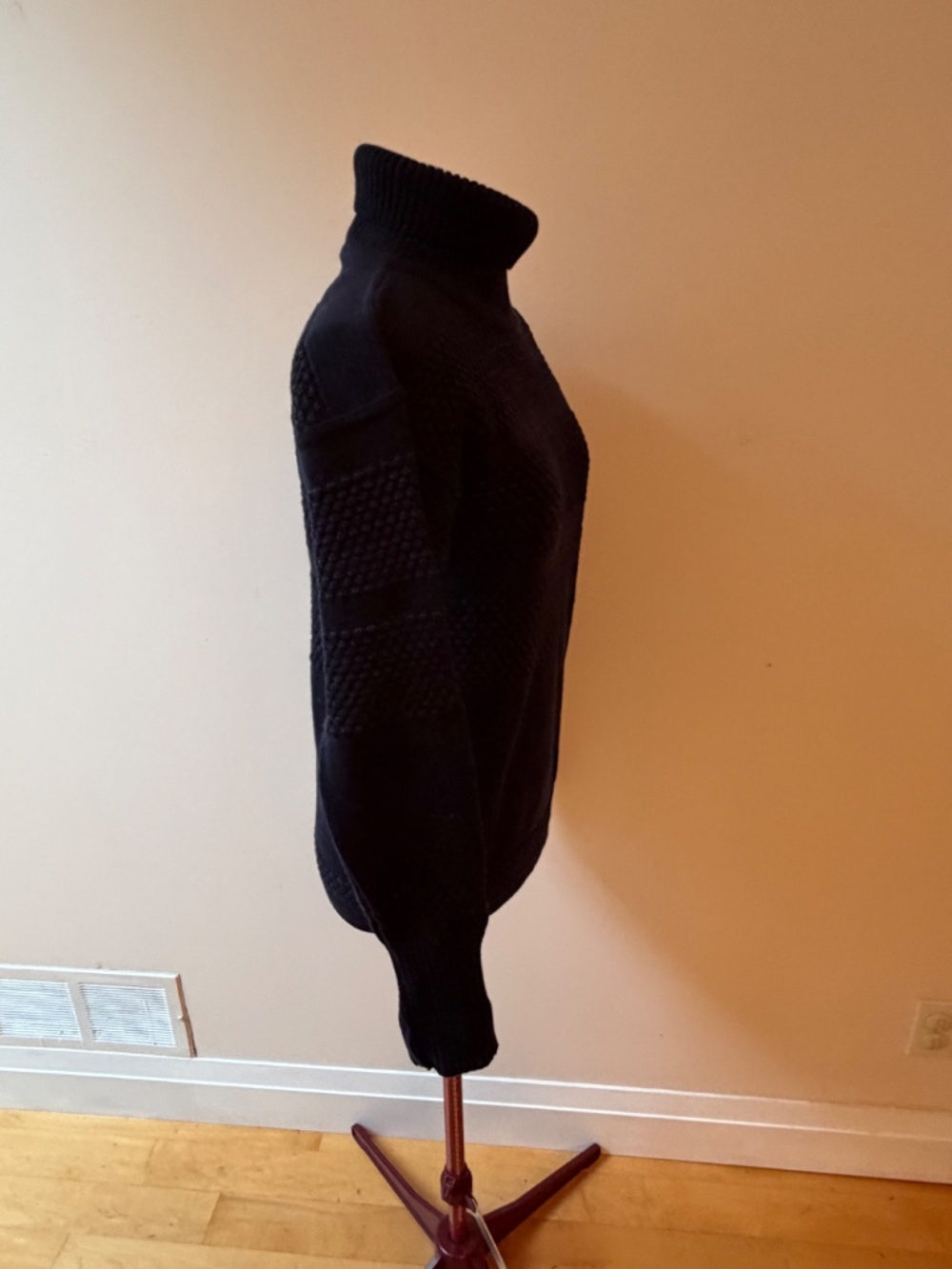 S.N.S. Herning Navy Wool Turtleneck Fisherman's Sweater : Unisex Sz 'S' - Picture 6 of 16